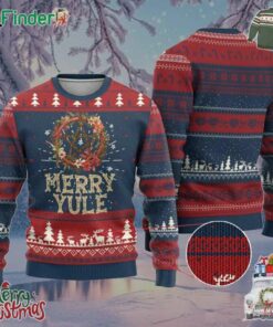 Merry Yule Ugly Christmas Sweater Winter Solstice Flower Wreath Pentagram Icelandic Christmas
