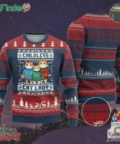 Xmas Childless Cat Lady Ugly Christmas Sweater Cute Cats Cat Mom Meowy Xmas Kamala 2024
