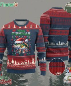 Xmas Fishing Ugly Christmas Sweater Merry Fishmas Fisherman Santa Hat Fish