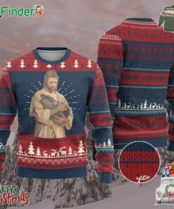 Jesus Loves Moo Deng Ugly Christmas Sweater Bouncy Pig Cute Pygmy Hippo Meme