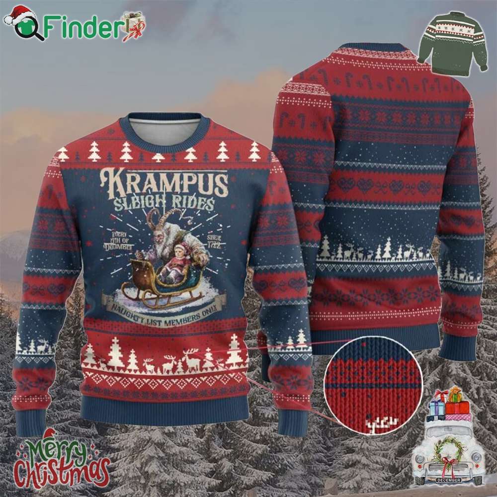Yule Ugly Christmas Sweater Krampus Sleigh Rides For Naughty List Members Only Xmas Yule Ugly Christmas Sweater Krampus Sleigh Rides For Naughty List Members Only Xmas