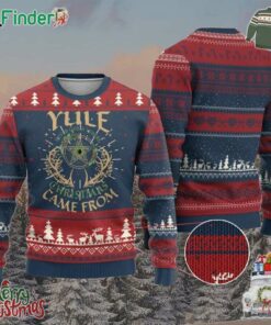 Yule Never Guess Where Xmas Come From Ugly Christmas Sweater Pentagram Circle