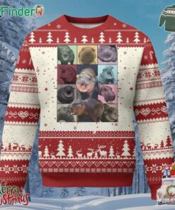 Baby Hippo Moo Deng Tour Ugly Christmas Sweater Bouncy Cute Pygmy Hippopotamus