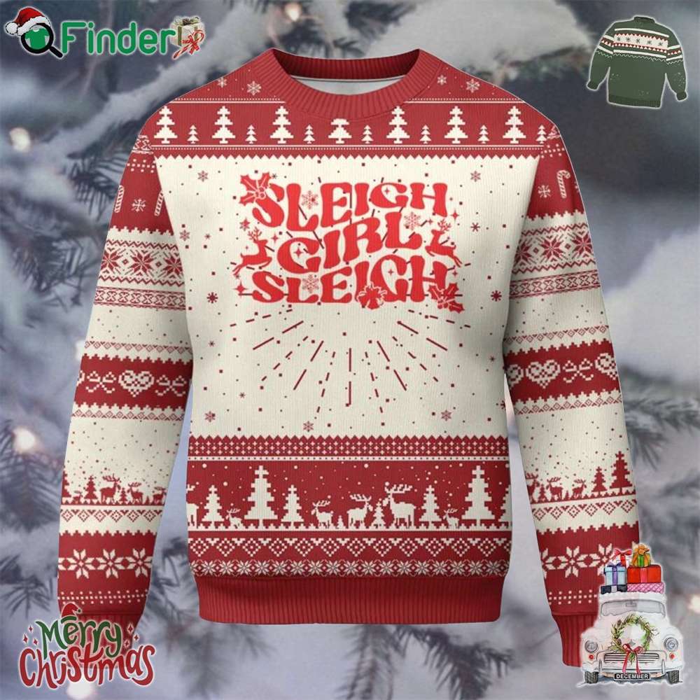Funny Xmas Ugly Christmas Sweater Sleigh Girl Sleigh Reindeer Funny Xmas Ugly Christmas Sweater Sleigh Girl Sleigh Reindeer