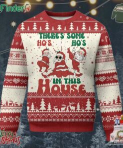 Christmas Santa Ugly Christmas Sweater Theres Some Hos In This House Funny Xmas