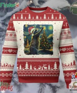 Christmas Starry Night Raccoon Ugly Christmas Sweater
