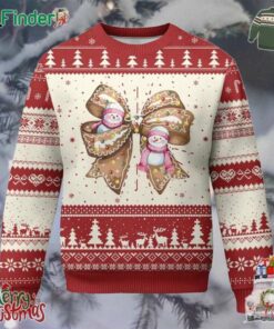 Gingerbread Coquette Bow Ugly Christmas Sweater Cute Snowman Girly Xmas Gifts For Her