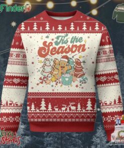 Christmas Cookies Ugly Christmas Sweater Tis The Season Xmas Tree Cakes Gingerbread Man Retro Groovy