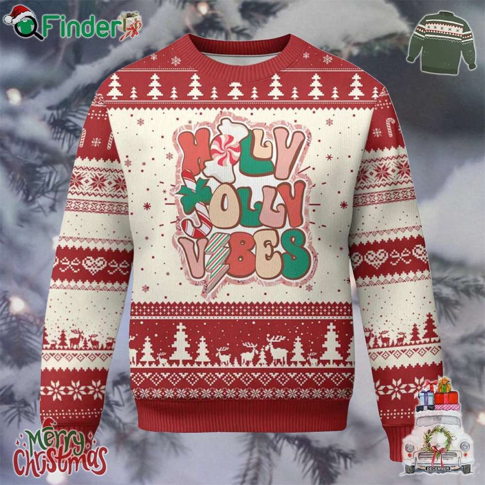 Groovy Christmas Ugly Christmas Sweater Holly Jolly Vibes Groovy Christmas Ugly Christmas Sweater Holly Jolly Vibes