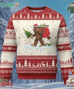 Bigfoot Christmas Tree Lights Ugly Christmas Sweater Believe Xmas Sasquatch Lovers Funny