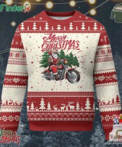 Christmas Motorcycle Santa Ugly Christmas Sweater Funny Motorbike Rider Grandpa Merry Xmas