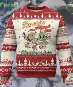 Groovy Christmas Ugly Christmas Sweater Rockin Around The Xmas Tree Groovy Gingerbread Man