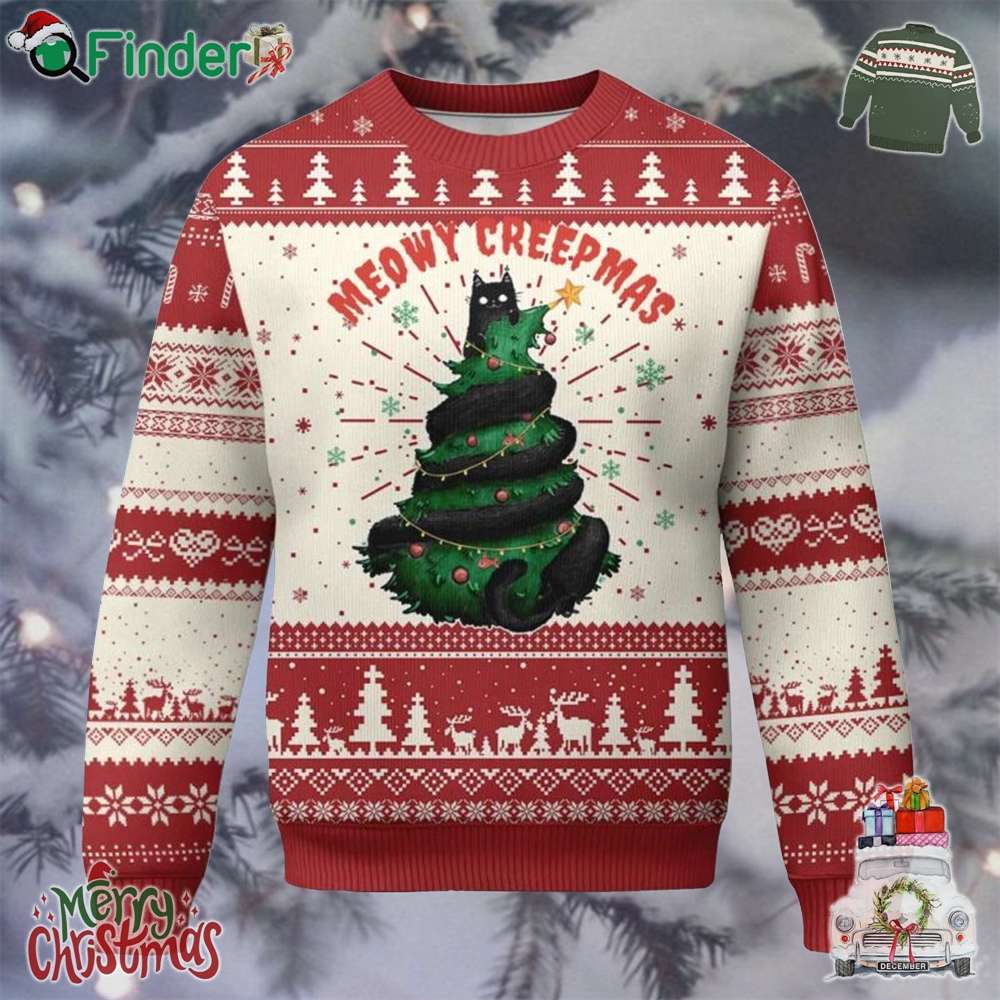 Gothic Xmas Ugly Christmas Sweater Meowy Creepmas Cat Christmas Tree Gothic Xmas Ugly Christmas Sweater Meowy Creepmas Cat Christmas Tree