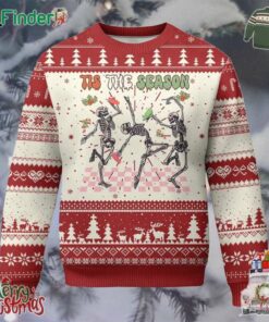 Dancing Skeleton Christmas Ugly Christmas Sweater Tis The Season Retro Boujee Xmas Vibe