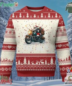 Biker Grandpa Santa On Motorcycle Christmas Ugly Christmas Sweater Funny Oh What Fun It Is To Ride