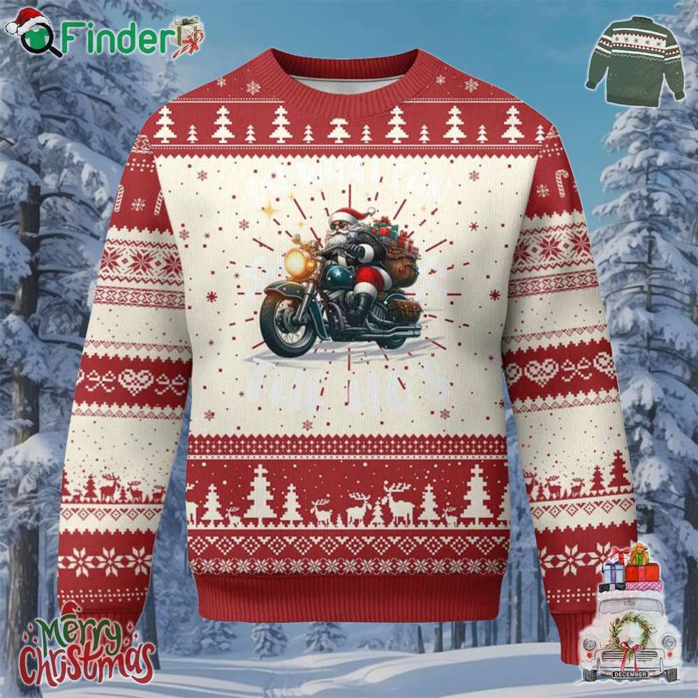 Biker Grandpa Santa On Motorcycle Christmas Ugly Christmas Sweater Funny Oh What Fun It Is To Ride Biker Grandpa Santa On Motorcycle Christmas Ugly Christmas Sweater Funny Oh What Fun It Is To Ride