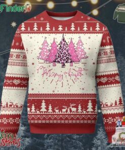 Christmas Pink Ugly Christmas Sweater Leopard Print Trees