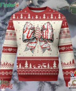 Coquette Bow Christmas Tree Cake Ugly Christmas Sweater Xmas Vibes