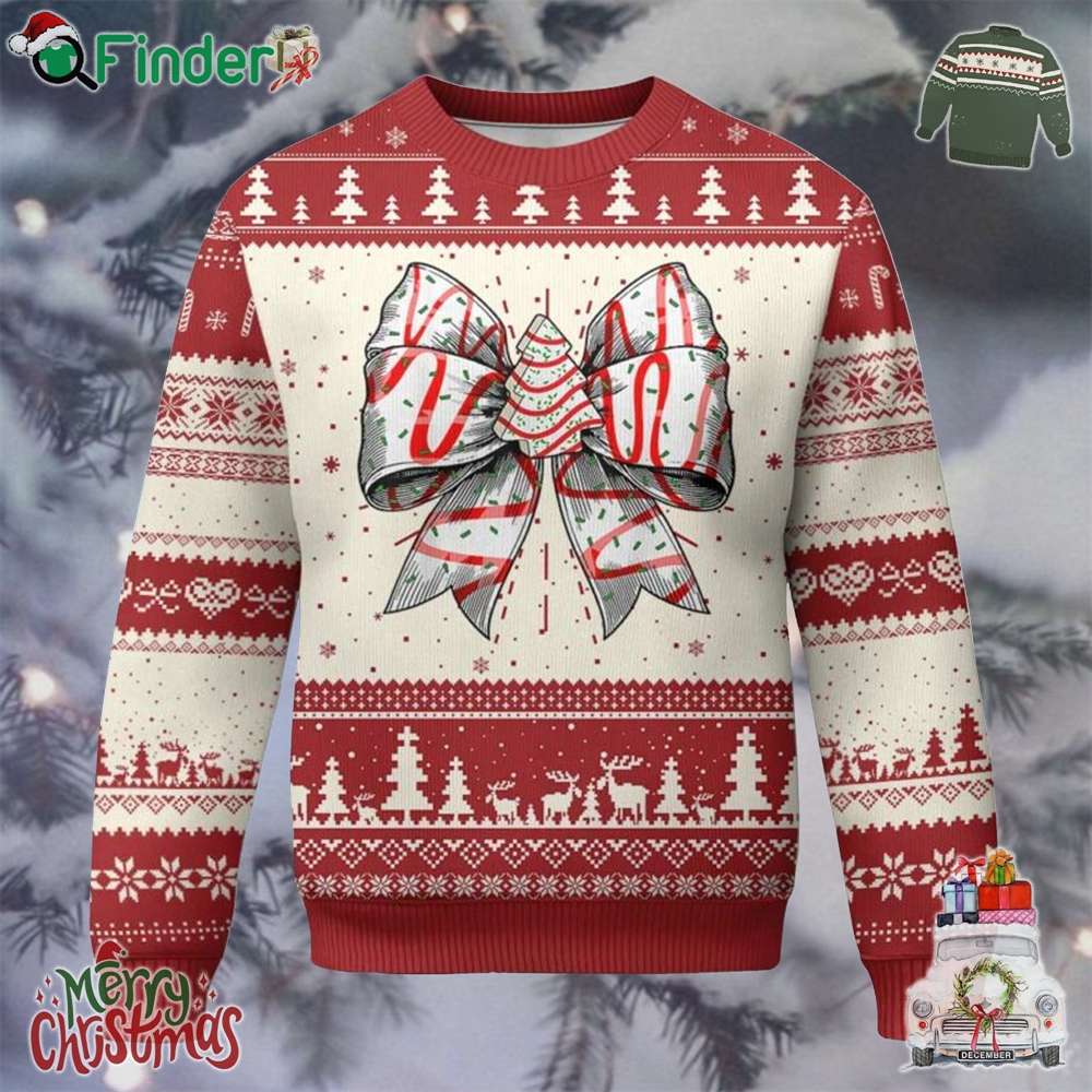 Coquette Bow Christmas Tree Cake Ugly Christmas Sweater Xmas Vibes Coquette Bow Christmas Tree Cake Ugly Christmas Sweater Xmas Vibes