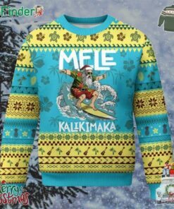 Xmas In Hawaii Ugly Christmas Sweater Mele Kalikimaka Hawaiian Tropical Surfing Santa