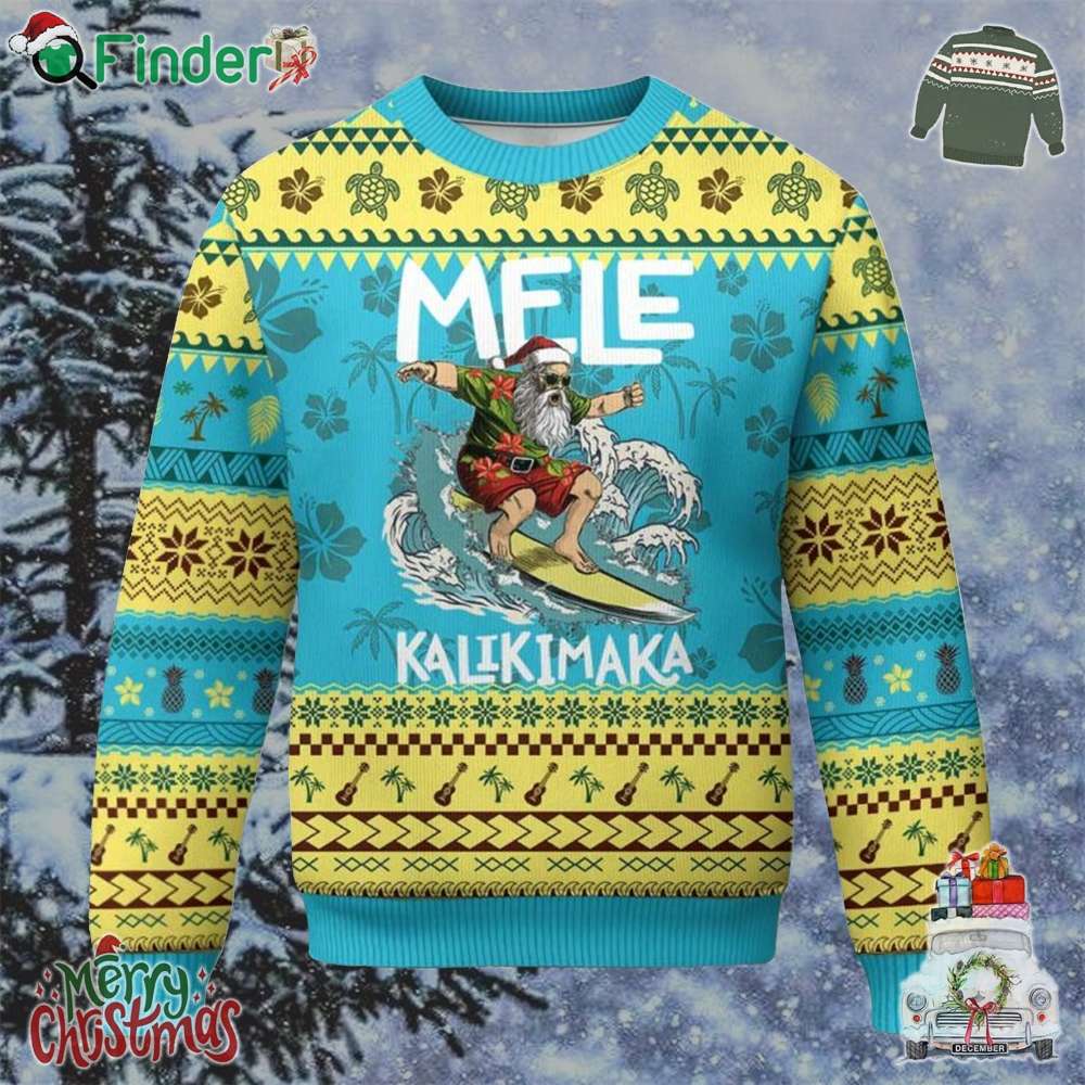 Xmas In Hawaii Ugly Christmas Sweater Mele Kalikimaka Hawaiian Tropical Surfing Santa Xmas In Hawaii Ugly Christmas Sweater Mele Kalikimaka Hawaiian Tropical Surfing Santa