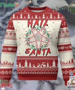 Hail Santa Ugly Christmas Sweater Candy Pentagram Xmas Devil