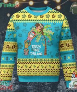 Xmas In Hawaii Ugly Christmas Sweater Deck The Palms Santa Hula Girl Tiki