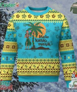 Xmas In Hawaii Ugly Christmas Sweater Mele Kalikimaka Retro Hula Girls Santa Hat
