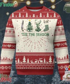 Xmas Hunting Ugly Christmas Sweater Tis The Season Hunting Camo Hunter