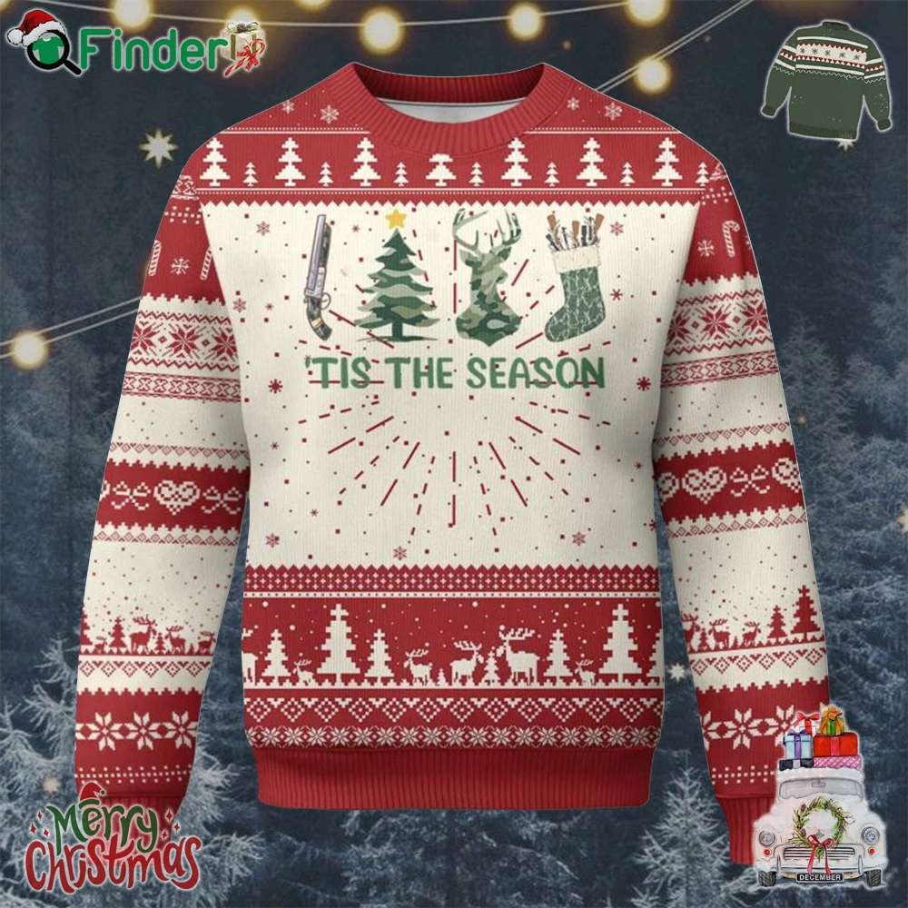 Xmas Hunting Ugly Christmas Sweater Tis The Season Hunting Camo Hunter Xmas Hunting Ugly Christmas Sweater Tis The Season Hunting Camo Hunter