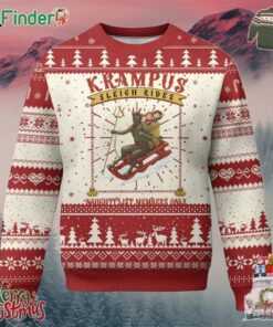 Funny Krampus Sleigh Rides Ugly Christmas Sweater Naughty List Members Only