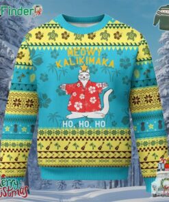 Hawaiian Xmas Cute Cat Ugly Christmas Sweater Meowy Kalikimaka Hawaiian Cat Ho Ho Ho Xmas Tree