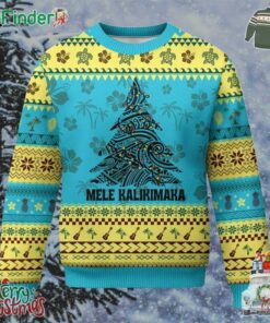 Xmas In Hawaii Ugly Christmas Sweater Mele Kalikimaka Christmas Tree Kakau Tattoo