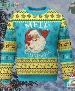 Xmas In Hawaii Ugly Christmas Sweater Mele Kalikimaka Retro Santa Shaka Aloha
