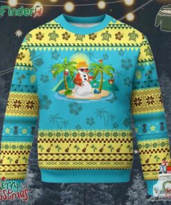 Xmas In Hawaii Ugly Christmas Sweater Hawaiian Snowman Xmas Palm Tree At The Beach