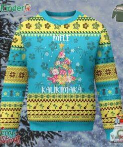Xmas In Hawaii Ugly Christmas Sweater Mele Kalikimaka Hawaiian Christmas Tree Tropical Flower