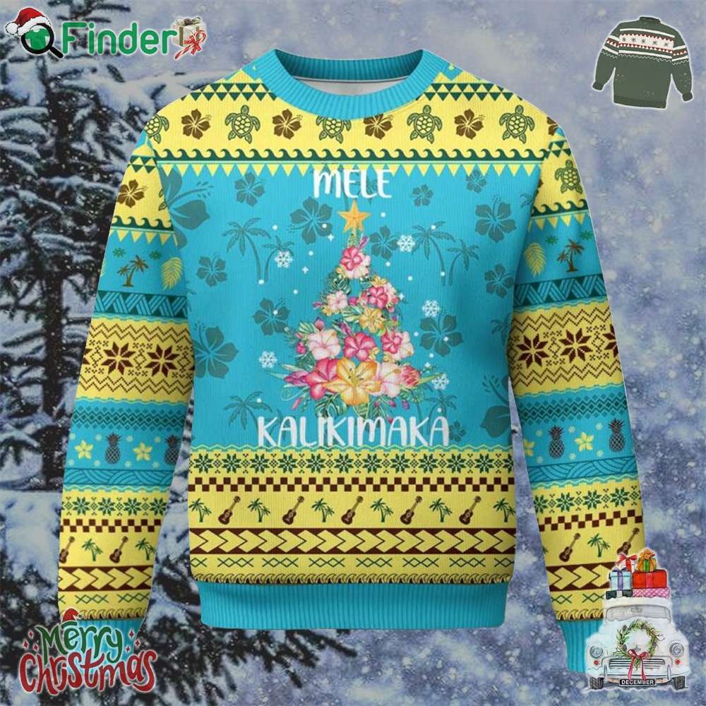 Xmas In Hawaii Ugly Christmas Sweater Mele Kalikimaka Hawaiian Christmas Tree Tropical Flower Xmas In Hawaii Ugly Christmas Sweater Mele Kalikimaka Hawaiian Christmas Tree Tropical Flower
