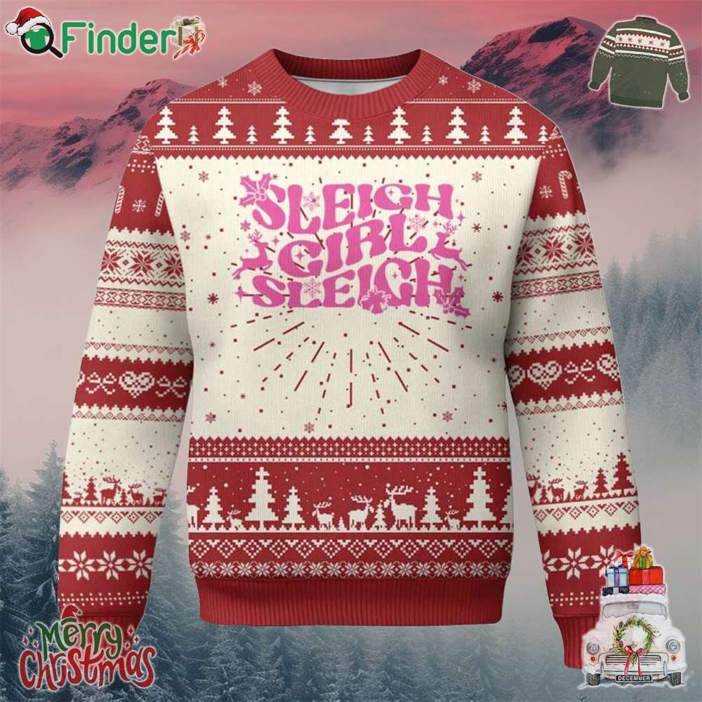 Funny Pink Xmas Ugly Christmas Sweater Sleigh Girl Sleigh Reindeer Funny Pink Xmas Ugly Christmas Sweater Sleigh Girl Sleigh Reindeer