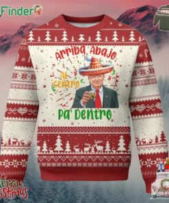 Funny Mexico Xmas Trump Ugly Christmas Sweater Arriba Abajo Al Centro Pa Dentro Trump Drinking Tequila
