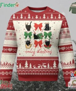 Funny Xmas Black Cat Ugly Christmas Sweater Meowy Christmas Cute Cats Coquette Bow