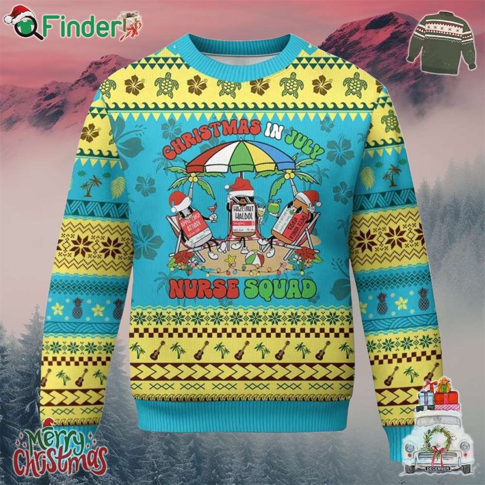 Funny Tropical Xmas Nurse Squad Ugly Christmas Sweater Funny Tropical Xmas Nurse Squad Ugly Christmas Sweater
