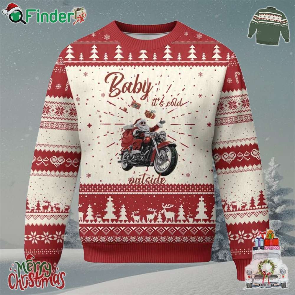 Funny Christmas Motorcycle Santa Ugly Christmas Sweater Xmas Motorbike Biker Gift Funny Christmas Motorcycle Santa Ugly Christmas Sweater Xmas Motorbike Biker Gift