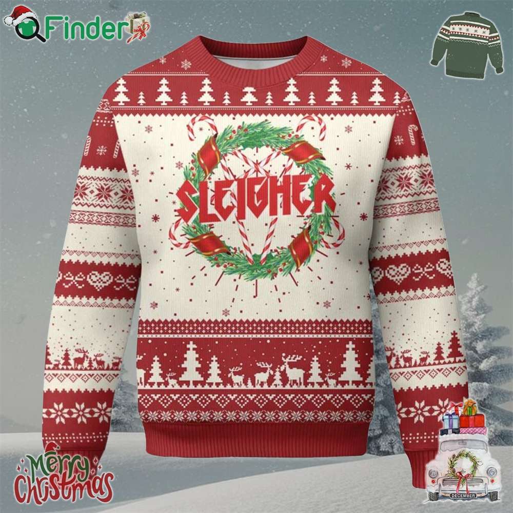 Funny Christmas Heavy Metal Ugly Christmas Sweater Sleigher Xmas Pentagram Candy Cane Funny Christmas Heavy Metal Ugly Christmas Sweater Sleigher Xmas Pentagram Candy Cane