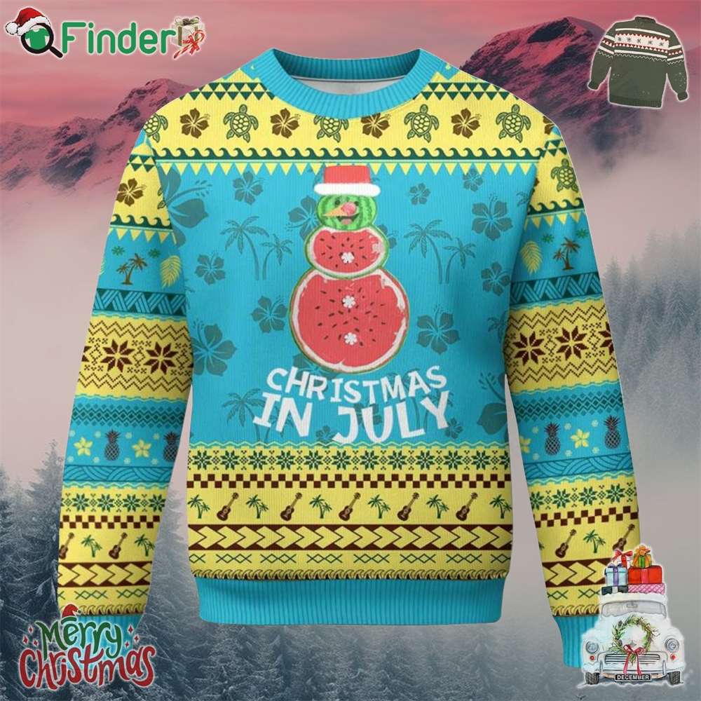 Funny Tropical Xmas Ugly Christmas Sweater Watermelon Summer Snowman Funny Tropical Xmas Ugly Christmas Sweater Watermelon Summer Snowman
