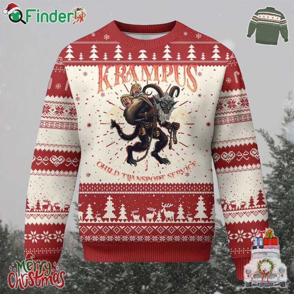 Krampus Ugly Christmas Sweater Child Transport Service Spooky Christmas Krampus Ugly Christmas Sweater Child Transport Service Spooky Christmas