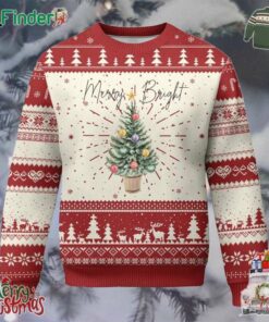 Xmas Ugly Christmas Sweater Merry And Bright Retro Xmas Tree