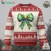 Funny Xmas Coquette Ugly Christmas Sweater Green Xmas Tree Bow