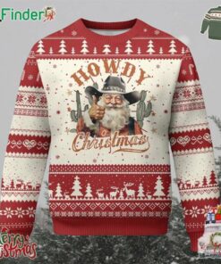 Funny Western Xmas Ugly Christmas Sweater Howdy Christmas Retro Cowboy Santa Country