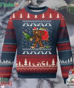 Funny Bigfoot Christmas Ugly Christmas Sweater Believe Bigfoot Santa Hat Sasquatch Loves Rock On