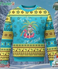 Hawaiian Ugly Christmas Sweater Santa Tis The Sea Sun Beach Hawaii Xmas In July Tropical Xmas Gift Family Holiday